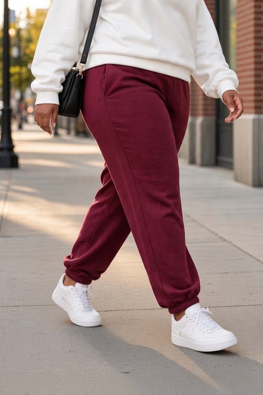 Member's Mark Women's Fleece Jogger Sweatpants Maroon Size L
